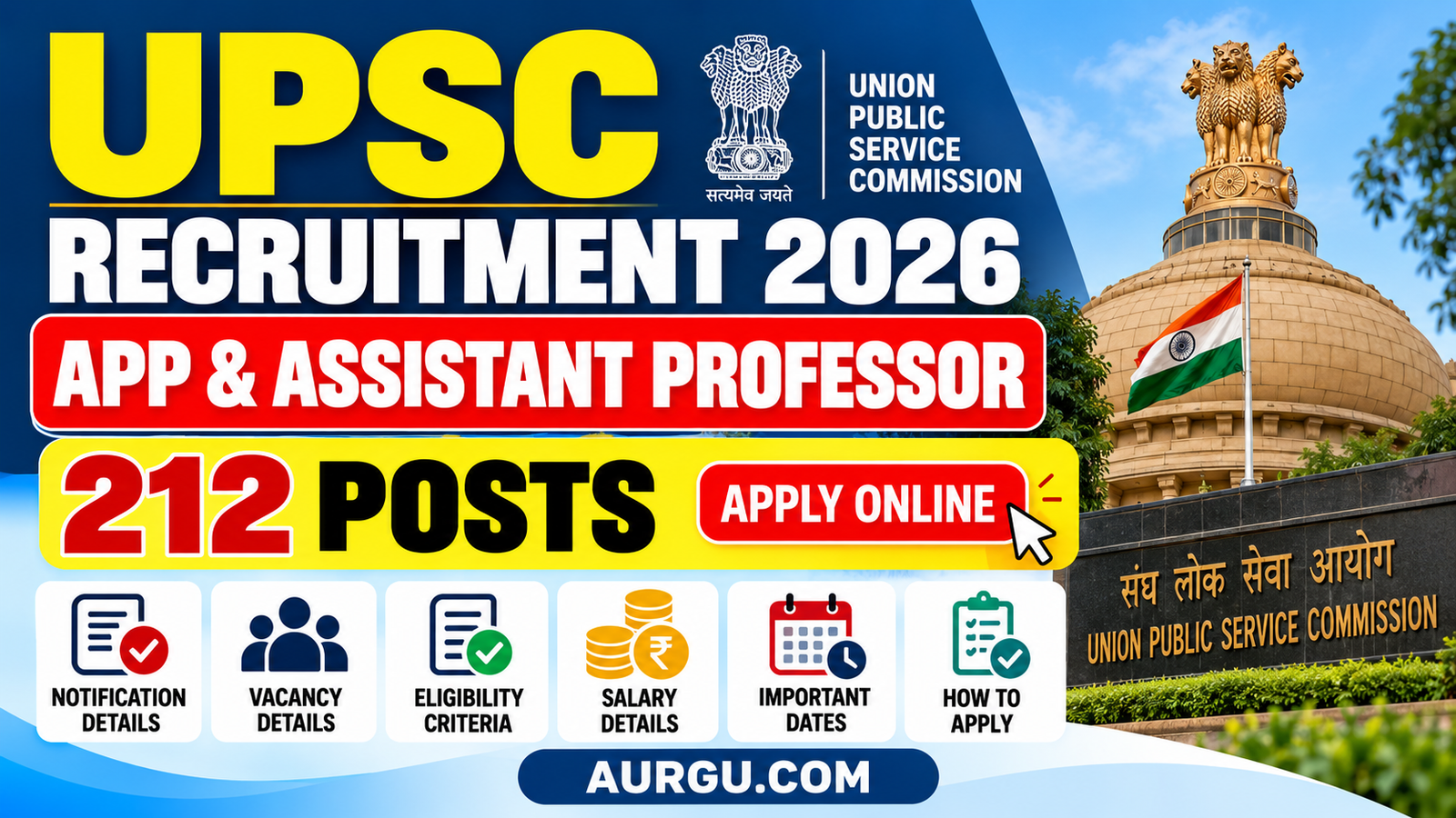UPSC APP & Assistant Professor Recruitment 2026 – Apply Online for 212 Posts