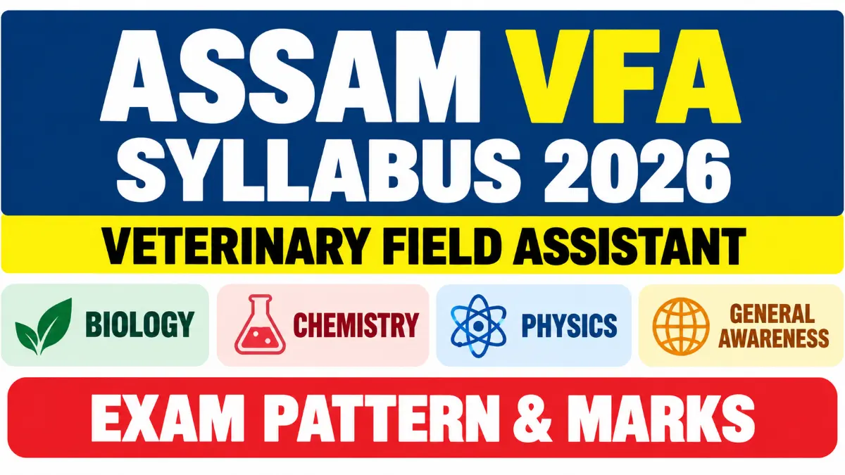 Assam VFA Syllabus 2026 – Subject-Wise Topics, Exam Pattern & Marks